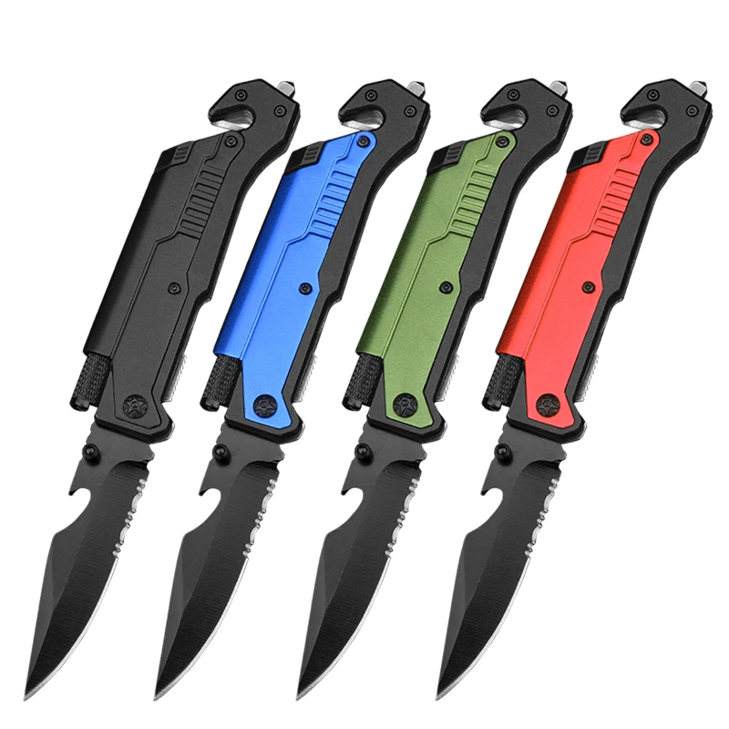 Ke csdd100 7 in 1 outdoor survival tactics camping folding pocket knife led light multi thumb200