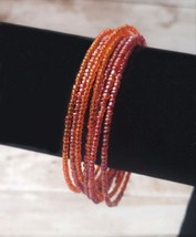 Vintage Bracelet 8&quot; Red/Orange Beaded Multi Layer Bracelet - £10.43 GBP