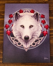 Guardian Of The Fall Autumn Season Snow White Wolf Wood Framed Canvas Wall Decor - £15.17 GBP
