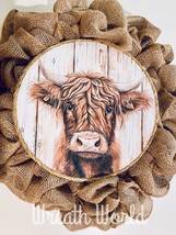 Highland Cow Wreath Farmhouse Decor New Handmade Country Living Farm - £47.66 GBP