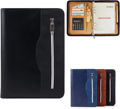 Marte Vanci A5 Padfolio with Calculator PU Leather Business Portfolio Zippered C - £18.24 GBP