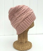 Light Pink Knit Baggy Beanie Hat Gilrs Women Soft Ski Slouchy Skull Cap ... - £14.20 GBP