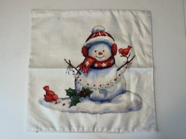 Snowman Cardinals Christmas Throw Pillow Cover 17 X 17 NEW - £11.87 GBP