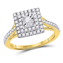 10kt Yellow Gold Round Diamond Square Bridal Wedding Engagement Ring 1/2 Ctw - £591.89 GBP