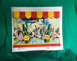 1953VTG Tin Litho Sign Advertising Squirt Lemon Lime Soda Pop Carousel Cult Icon - $255.00