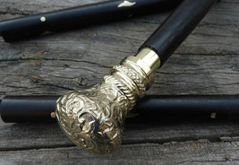 Antique Style Victorian Cane Wooden Walking Stick Vintage Solid Brass Handle - £26.14 GBP