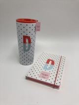 Kate Spade Insulated Stainless Steel 24oz Tumbler &amp; Notebook Bundle Initial &quot;D&quot; - £25.72 GBP