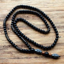 Men Hematite Black Carving Bead Necklace Fashion Jewelry Chain Pendant R... - £12.84 GBP
