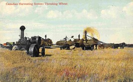 Steam Tractor Threashing Wheat Harvesting Farming Canada 1910c postcard - £5.44 GBP