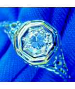Earth mined Diamond European Cut Engagement Ring Vintage BELAIS Solitair... - £1,187.04 GBP