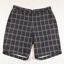 Dunning 34 x 10&quot; Black Plaid Tech Wicking Golf Flex Chino Shorts - £8.63 GBP