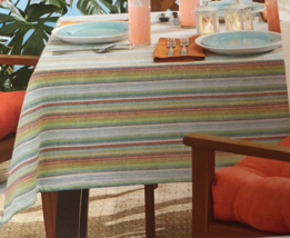 Tommy Bahama Tropical Fiesta Stripe Colorful Tablecloth Indoor Outdoor 70&quot; Round - £38.52 GBP