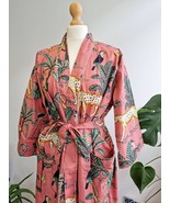 Cotton Kimono Robe Dressing Gown, Block Print Bridesmaid Robe, Summer Ni... - €18,07 EUR