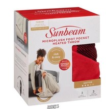 Sunbeam Microplush Foot Pocket Electric Heated Throw Blanket 3Heat Setting Plaid - $56.99