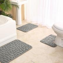 3pcs Bathroom Mat Set Absorbent Bath Mat Non Slip Toilet Rug Cobblestone... - £43.06 GBP