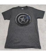 Marvel Captain America Men T-Shirt Dark Gray Broken Logo Short Sleeve - €6,25 EUR