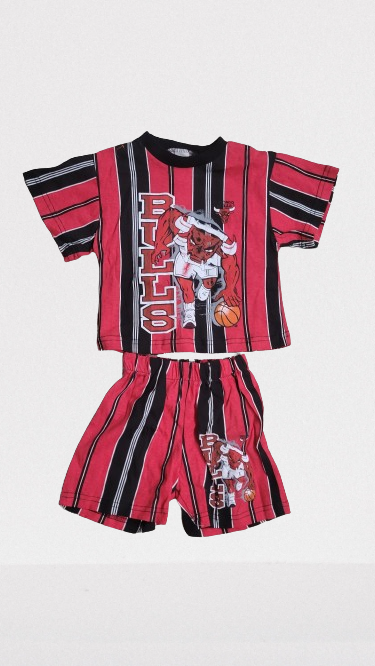 Primary image for Vintage 90s Chicago Bulls T-Shirt & Shorts Set Toddlers Size 3-4 Colorblock NWOT