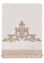 Avanti Monaco Bath Towel Embroidered Beaded Beautiful Ivory 25"x50" Full Size - $34.05