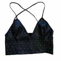 Zara Black Faux Studded Leather Bralette Crop Top Medium - £29.89 GBP