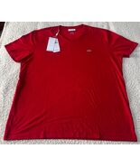 Lacoste Red Short Sleeve 100% Pima Cotton V-Neck Jersey T-Shirt Size XXL... - $50.17 CAD