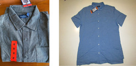 NAUTICA Blue Button Up Short Sleeve Knit Shirt  - $17.99