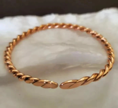 1 Pc Pure Copper Bangle, Unisex Cuff Bracelet Twisted Healing Bangles Ad... - $20.30+