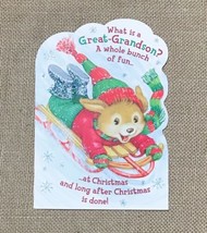 Vintage Hallmark Great Grandson Dog On Sled In Snow Christmas Card Holiday - $4.95