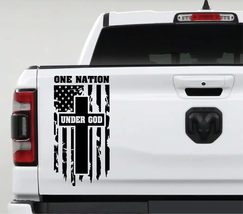 AnyStickerYouWant - One Nation Under God Distressed American Flag with Cross Tru - $14.99