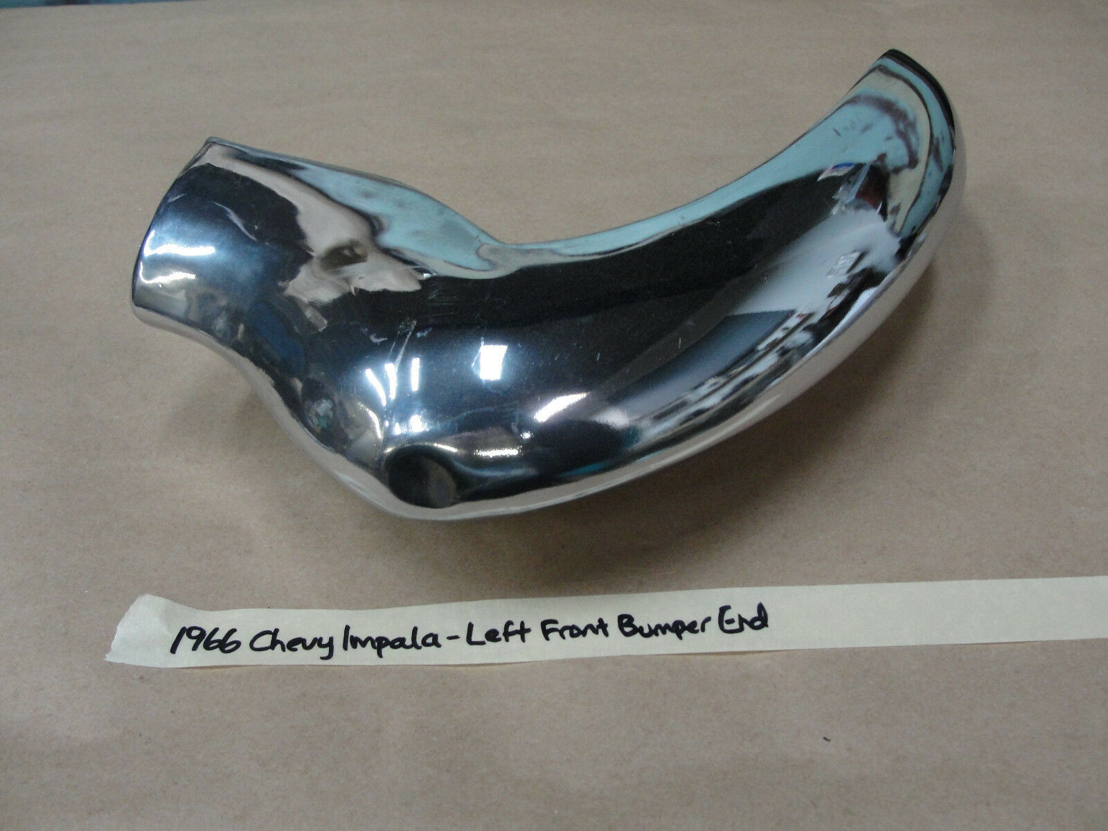 Primary image for 1966 Chevy Impala LEFT DRIVER SIDE CHROME FRONT BUMPER END *SOLID* NICE ORIGINAL