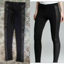 Alice + Olivia Rayon Leather Panel Exposed Zip Legging Sz 4 Pants Ponte black - £51.32 GBP