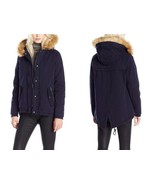Levi&#39;s Women&#39;s Fishtail Swing Coat Cotton Removable Faux Fur Hood, Navy ... - $1,657.64 MXN