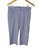 89th &amp; Madison Weave Design Size 6 Pull On Capri Pants Rhinestone Buttons Blue - £12.68 GBP
