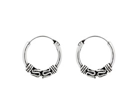 925 Sterling Silver 12 mm Bali Hoop Earrings - £11.23 GBP