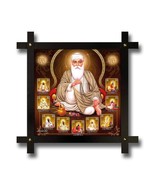 Cross Wooden Frame Hand-Crafted with Photo of Dus Guru with Guru Nanak (... - £39.41 GBP