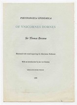 Book Announcement Pseudoxla Epidemica of Unicornes Hornes Sir Thomas Browne 1984 - £13.91 GBP