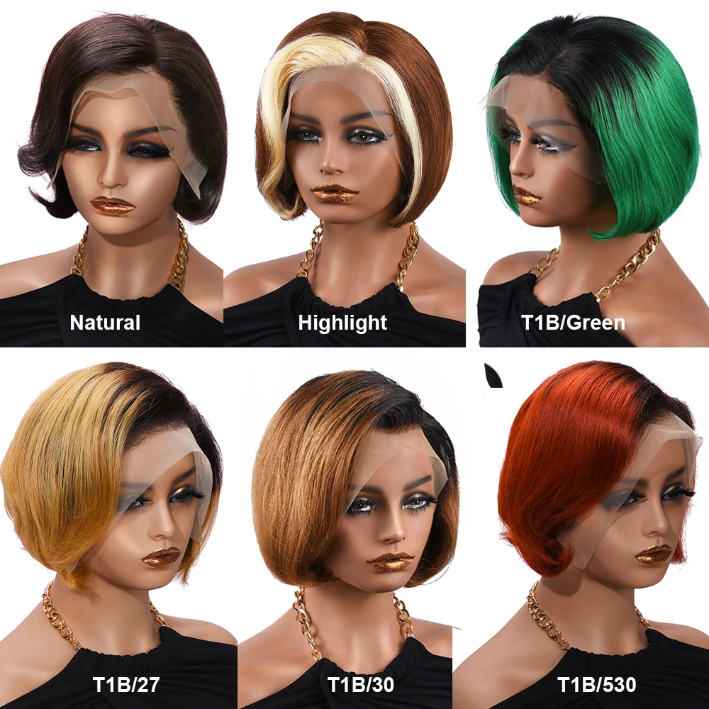 HairUGo T1B/Green Pixie Cut Wigs 8Inch Colored Short Bob Pixie Cut Wigs Hum - £56.55 GBP+