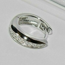 10k White Gold Plated Silver Huggie Hoop Single Earring 0.25Ct Simulated Diamond - £33.24 GBP