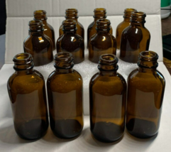 Amber Boston Round Glass Bottles 1 Oz New Unused 4&quot; Tall - £10.73 GBP