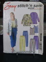 McCall&#39;s Stitch &#39;n Save M4349 MISSES Jacket, Top &amp; Pants Pattern - Size ... - £7.65 GBP