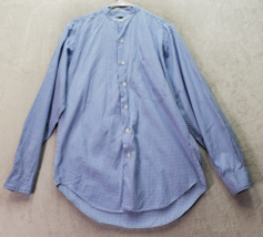Neiman Marcus Shirt Men&#39;s Small Blue Gingham Chest Pocket Collared Button Front - £18.26 GBP
