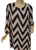 Young &amp; Wild Women&#39;s Plus Chevron Print Lined Blouse Tunic 3/4 Sleeve Si... - $118.17 MXN