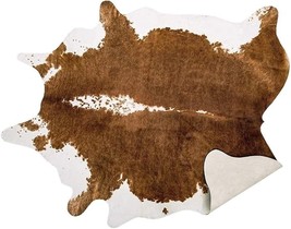 Arogan Premium Faux Cowhide Rug 4.6 X 5.2 Feet, Durable And Large Size, Brown - $51.99