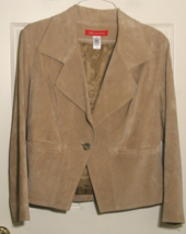 AK ANNE KLEIN Beige Tan 100% Suede Leather Women&#39;s Jacket 1 Button Front... - $27.70