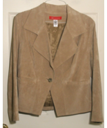 AK ANNE KLEIN Beige Tan 100% Suede Leather Women&#39;s Jacket 1 Button Front... - €24,05 EUR