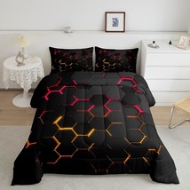 Honeycomb Comforter Set Twin Size Geometric Hexagon Bedding Set 2Pcs For Kids Bo - £56.18 GBP