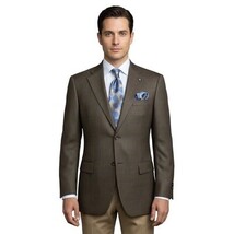 Mens sport Coat APOLLO KING Window Pane 100% Wool super 150's C14 Brown Coffee image 13