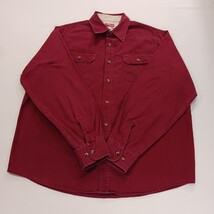 Wrangler Premium Quality Denim Shirt L Men's Red Long Sleeve Button Up RN#130273 image 15