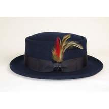Men BENTLY HEADWEAR Hat Australian Lite Wool  Pork Pie Jazz Maddox MD402 Navy image 3