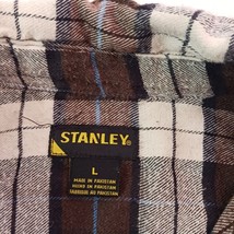 Stanley Flannel Button Shirt  Brown & White Plaid Long Sleeve - Size Men's  L image 4