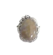 Women&#39;s Ring Navajo Petrified Wood Sterling Silver 925 Vintage Native Indian 10 - £183.42 GBP